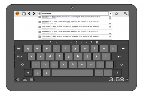 Firefox Fennec for Tablets - Honeycomb: Awesome Bar and Keyboard